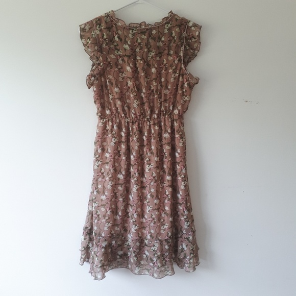 Papillon Pink Sweet Pea Print Dress Sz L - Picture 6 of 8